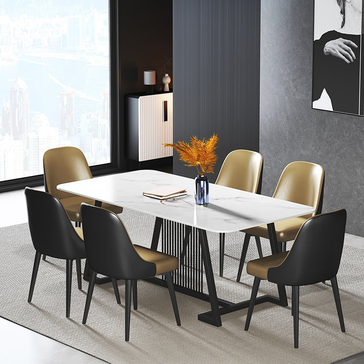Modern 1/2/5/7 Pieces Dining Set Sintered Stone Rectangle Dining Table with Chairs Clearhalo 'Dining Room Sets' 'Dining Tables & Seating' 'dining_room_set' 'furn' 'furn_dining_room_set' 'Furniture' 'furniture_dining_room_set' 'Kitchen & Dining Furniture' 'kitchen&dining_furn' 'kitchen' 4492310