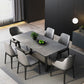 Modern 1/2/5/6/7 Pieces Dining Set Sintered Stone Dining Table with Leather Chairs 7 Pieces: Table, 6 Chairs Clearhalo 'Dining Room Sets' 'Dining Tables & Seating' 'dining_room_set' 'furn' 'furn_dining_room_set' 'Furniture' 'furniture_dining_room_set' 'Kitchen & Dining Furniture' 'kitchen&dining_furn' 'kitchen' 4492321