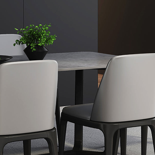 Modern 1/2/5/6/7 Pieces Dining Set Sintered Stone Dining Table with Leather Chairs Clearhalo 'Dining Room Sets' 'Dining Tables & Seating' 'dining_room_set' 'furn' 'furn_dining_room_set' 'Furniture' 'furniture_dining_room_set' 'Kitchen & Dining Furniture' 'kitchen&dining_furn' 'kitchen' 4492332