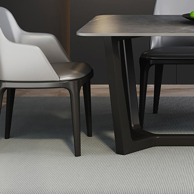 Modern 1/2/5/6/7 Pieces Dining Set Sintered Stone Dining Table with Leather Chairs Clearhalo 'Dining Room Sets' 'Dining Tables & Seating' 'dining_room_set' 'furn' 'furn_dining_room_set' 'Furniture' 'furniture_dining_room_set' 'Kitchen & Dining Furniture' 'kitchen&dining_furn' 'kitchen' 4492333