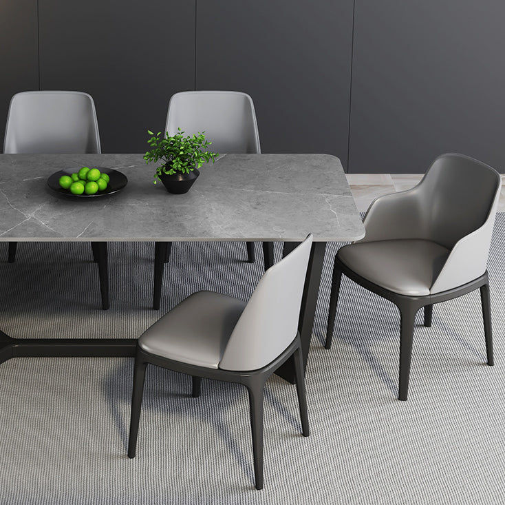 Modern 1/2/5/6/7 Pieces Dining Set Sintered Stone Dining Table with Leather Chairs Clearhalo 'Dining Room Sets' 'Dining Tables & Seating' 'dining_room_set' 'furn' 'furn_dining_room_set' 'Furniture' 'furniture_dining_room_set' 'Kitchen & Dining Furniture' 'kitchen&dining_furn' 'kitchen' 4492334