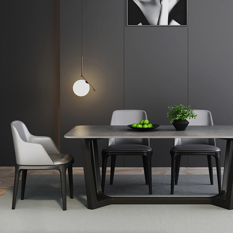 Modern 1/2/5/6/7 Pieces Dining Set Sintered Stone Dining Table with Leather Chairs Clearhalo 'Dining Room Sets' 'Dining Tables & Seating' 'dining_room_set' 'furn' 'furn_dining_room_set' 'Furniture' 'furniture_dining_room_set' 'Kitchen & Dining Furniture' 'kitchen&dining_furn' 'kitchen' 4492335