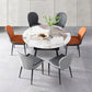 Contemporary 1/5/6/7 Pieces Dining Set Round Dining Room Table Set 7 Pieces: Table, 4 Grey+2 Orange Chairs Clearhalo 'Dining Room Sets' 'Dining Tables & Seating' 'dining_room_set' 'furn' 'furn_dining_room_set' 'Furniture' 'furniture_dining_room_set' 'Kitchen & Dining Furniture' 'kitchen&dining_furn' 'kitchen' 4492345