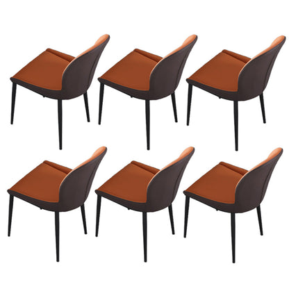 Contemporary 1/5/6/7 Pieces Dining Set Round Dining Room Table Set 6 Orange Chairs Clearhalo 'Dining Room Sets' 'Dining Tables & Seating' 'dining_room_set' 'furn' 'furn_dining_room_set' 'Furniture' 'furniture_dining_room_set' 'Kitchen & Dining Furniture' 'kitchen&dining_furn' 'kitchen' 4492353