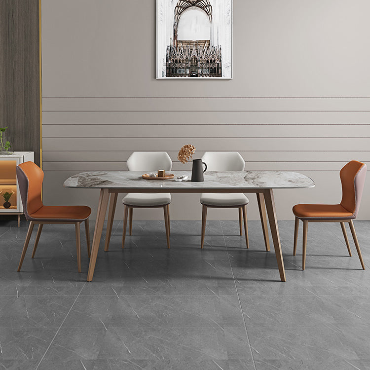 Glam 1/2/5/7 Pieces Dining Set Rectangular Dining Room Table 5 Pieces: Table, 2 Orange+2 Beige Chairs Clearhalo 'Dining Room Sets' 'Dining Tables & Seating' 'dining_room_set' 'furn' 'furn_dining_room_set' 'Furniture' 'furniture_dining_room_set' 'Kitchen & Dining Furniture' 'kitchen&dining_furn' 'kitchen' 4492370