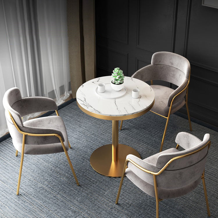 1/2/4/5 Pcs Metal Glam Dining Room Set with Round Table and Arm Chairs Dining Set 4 Pieces: Table, 3 Chairs Clearhalo 'Dining Room Sets' 'Dining Tables & Seating' 'dining_room_set' 'furn' 'furn_dining_room_set' 'Furniture' 'furniture_dining_room_set' 'Kitchen & Dining Furniture' 'kitchen&dining_furn' 'kitchen' 4492390