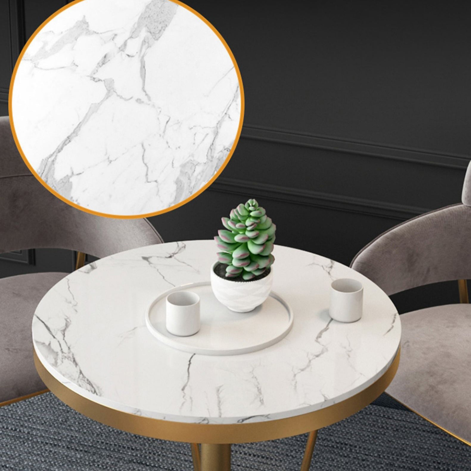 1/2/4/5 Pcs Metal Glam Dining Room Set with Round Table and Arm Chairs Dining Set Clearhalo 'Dining Room Sets' 'Dining Tables & Seating' 'dining_room_set' 'furn' 'furn_dining_room_set' 'Furniture' 'furniture_dining_room_set' 'Kitchen & Dining Furniture' 'kitchen&dining_furn' 'kitchen' 4492392