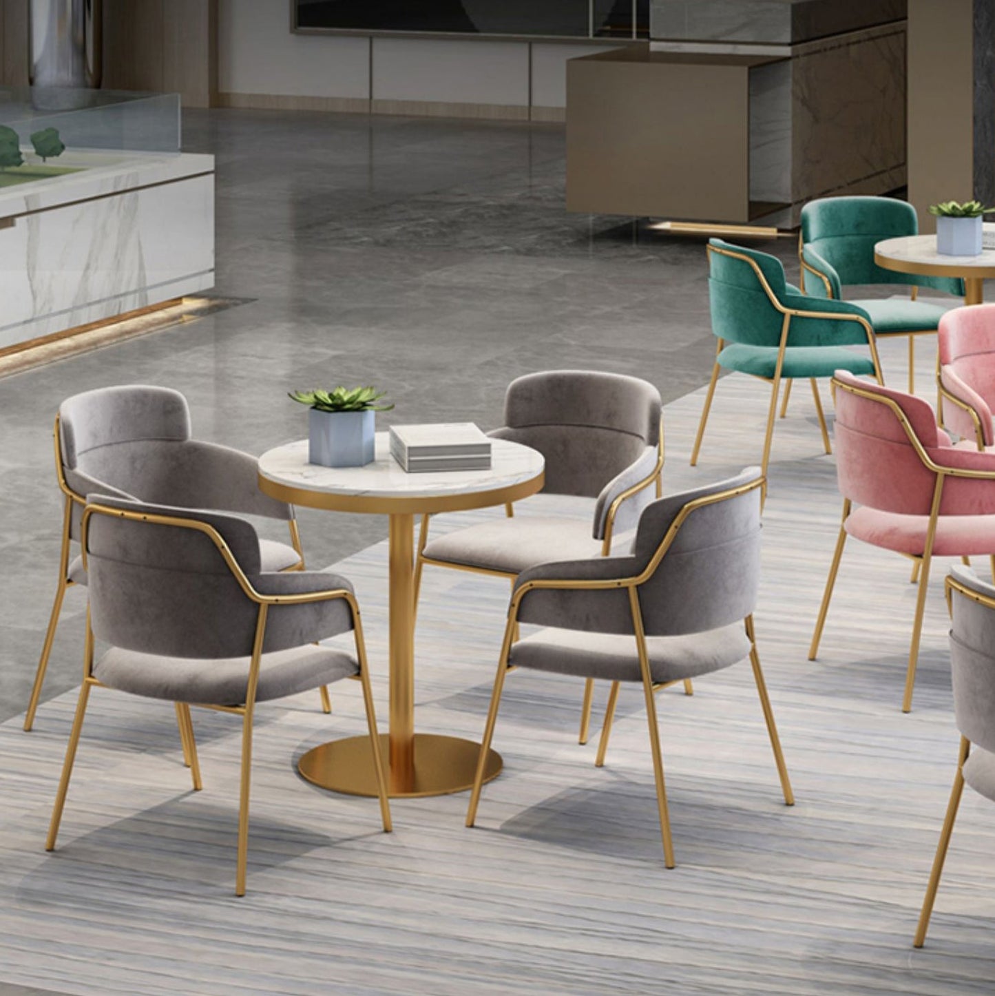 1/2/4/5 Pcs Metal Glam Dining Room Set with Round Table and Arm Chairs Dining Set Clearhalo 'Dining Room Sets' 'Dining Tables & Seating' 'dining_room_set' 'furn' 'furn_dining_room_set' 'Furniture' 'furniture_dining_room_set' 'Kitchen & Dining Furniture' 'kitchen&dining_furn' 'kitchen' 4492396