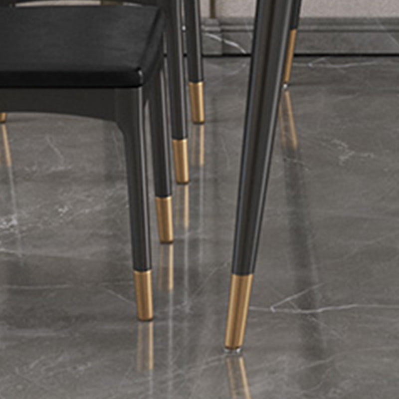 Nordic 1/4/5/7 Pieces Dining Set Sintered Stone Top Table with Leather Chairs Clearhalo 'Dining Room Sets' 'Dining Tables & Seating' 'dining_room_set' 'furn' 'furn_dining_room_set' 'Furniture' 'furniture_dining_room_set' 'Kitchen & Dining Furniture' 'kitchen&dining_furn' 'kitchen' 4492410