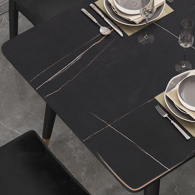 Nordic 1/4/5/7 Pieces Dining Set Sintered Stone Top Table with Leather Chairs Clearhalo 'Dining Room Sets' 'Dining Tables & Seating' 'dining_room_set' 'furn' 'furn_dining_room_set' 'Furniture' 'furniture_dining_room_set' 'Kitchen & Dining Furniture' 'kitchen&dining_furn' 'kitchen' 4492411