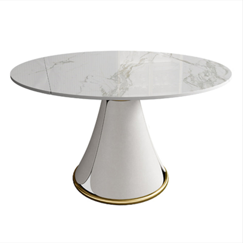 Contemporary 1/4/5/7 Pieces Dining Set Round Dining Table Set with Pedestal Base White 53"L x 53"W Clearhalo 'Dining Room Sets' 'Dining Tables & Seating' 'dining_room_set' 'furn' 'furn_dining_room_set' 'Furniture' 'furniture_dining_room_set' 'Kitchen & Dining Furniture' 'kitchen&dining_furn' 'kitchen' 4492422