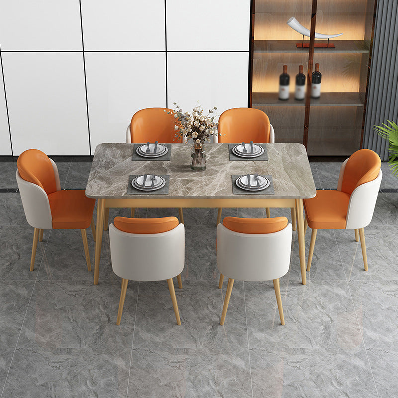 1/2/7 Pcs Metal Glam Dining Room Set with Rectangle Table Dinette Set Clearhalo 'Dining Room Sets' 'Dining Tables & Seating' 'dining_room_set' 'Furniture' 'furniture_dining_room_set' 'Kitchen & Dining Furniture' 'kitchen&dining_furn' 'kitchen' 4492452