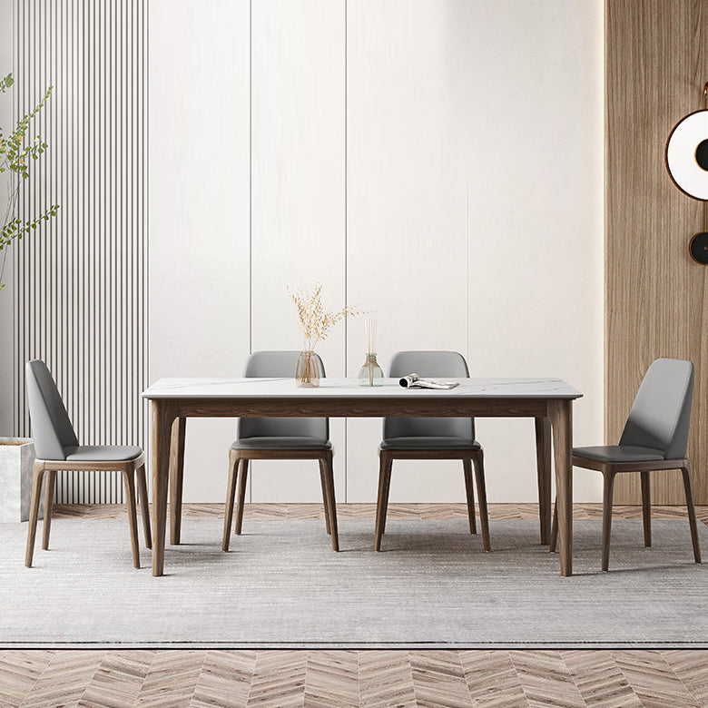 1/4/5/7 Pcs Walnut Wood Modern Dining Set with Sintered Stone Table Dinette Set Clearhalo 'Dining Room Sets' 'Dining Tables & Seating' 'dining_room_set' 'furn' 'furn_dining_room_set' 'Furniture' 'furniture_dining_room_set' 'Kitchen & Dining Furniture' 'kitchen&dining_furn' 'kitchen' 4492479