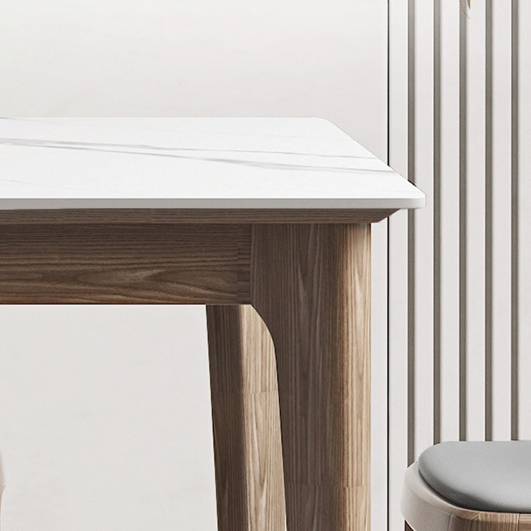 1/4/5/7 Pcs Walnut Wood Modern Dining Set with Sintered Stone Table Dinette Set Clearhalo 'Dining Room Sets' 'Dining Tables & Seating' 'dining_room_set' 'furn' 'furn_dining_room_set' 'Furniture' 'furniture_dining_room_set' 'Kitchen & Dining Furniture' 'kitchen&dining_furn' 'kitchen' 4492481