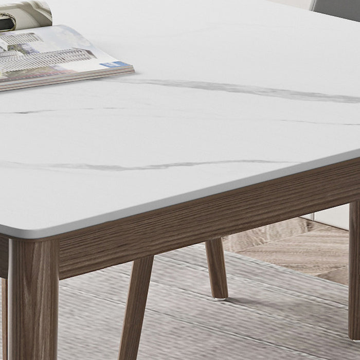 1/4/5/7 Pcs Walnut Wood Modern Dining Set with Sintered Stone Table Dinette Set Clearhalo 'Dining Room Sets' 'Dining Tables & Seating' 'dining_room_set' 'furn' 'furn_dining_room_set' 'Furniture' 'furniture_dining_room_set' 'Kitchen & Dining Furniture' 'kitchen&dining_furn' 'kitchen' 4492483