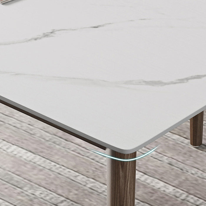 1/4/5/7 Pcs Walnut Wood Modern Dining Set with Sintered Stone Table Dinette Set Clearhalo 'Dining Room Sets' 'Dining Tables & Seating' 'dining_room_set' 'furn' 'furn_dining_room_set' 'Furniture' 'furniture_dining_room_set' 'Kitchen & Dining Furniture' 'kitchen&dining_furn' 'kitchen' 4492484