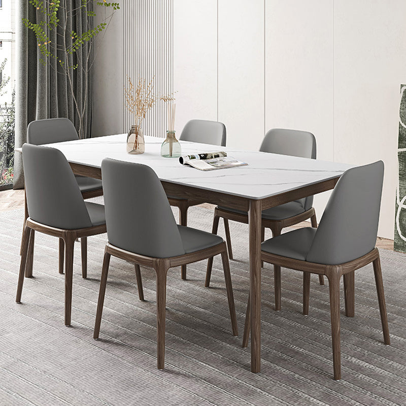 1/4/5/7 Pcs Walnut Wood Modern Dining Set with Sintered Stone Table Dinette Set Clearhalo 'Dining Room Sets' 'Dining Tables & Seating' 'dining_room_set' 'furn' 'furn_dining_room_set' 'Furniture' 'furniture_dining_room_set' 'Kitchen & Dining Furniture' 'kitchen&dining_furn' 'kitchen' 4492486