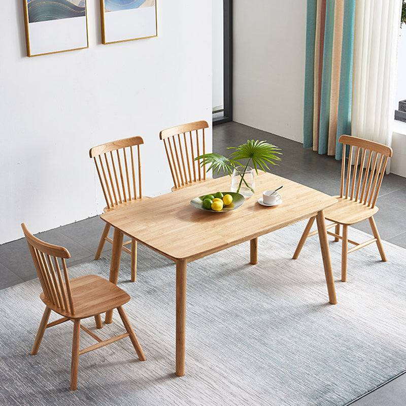 1/2/5 Pcs Oak Wood Modern Dining Set with Rectangle Table Dinette Set 5 Pieces: Wood Table, 4 Wood Chairs Clearhalo 'Dining Room Sets' 'Dining Tables & Seating' 'dining_room_set' 'furn' 'furn_dining_room_set' 'Furniture' 'furniture_dining_room_set' 'Kitchen & Dining Furniture' 'kitchen&dining_furn' 'kitchen' 4492492