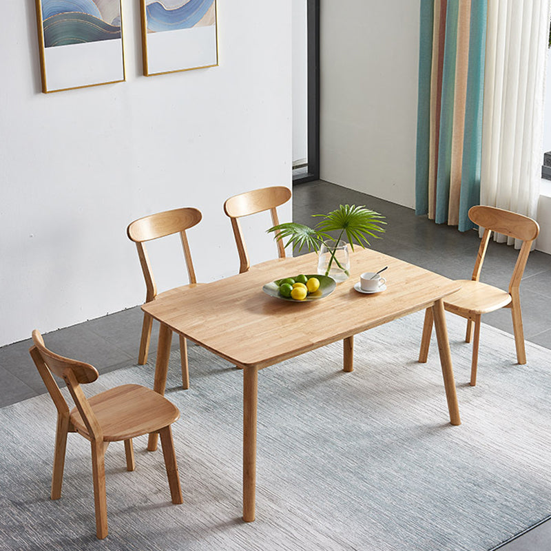 1/2/5 Pcs Oak Wood Modern Dining Set with Rectangle Table Dinette Set 5 Pieces: Wood Table, 4 Natural Chairs Clearhalo 'Dining Room Sets' 'Dining Tables & Seating' 'dining_room_set' 'furn' 'furn_dining_room_set' 'Furniture' 'furniture_dining_room_set' 'Kitchen & Dining Furniture' 'kitchen&dining_furn' 'kitchen' 4492498