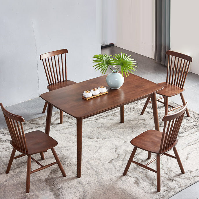 1/2/5 Pcs Oak Wood Modern Dining Set with Rectangle Table Dinette Set 5 Pieces: Walnut Table, 4 Walnut Chairs Clearhalo 'Dining Room Sets' 'Dining Tables & Seating' 'dining_room_set' 'furn' 'furn_dining_room_set' 'Furniture' 'furniture_dining_room_set' 'Kitchen & Dining Furniture' 'kitchen&dining_furn' 'kitchen' 4492510