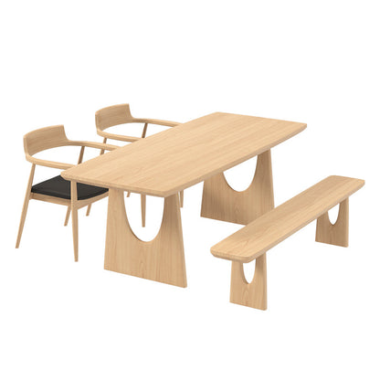 Modern 1/2/4/5 Pieces Rectangle Dining Set Solid Wood Dining Table with Chairs 4 Pieces: Table, 2 Chairs, 1 Bench Clearhalo 'Dining Room Sets' 'Dining Tables & Seating' 'dining_room_set' 'furn' 'furn_dining_room_set' 'Furniture' 'furniture_dining_room_set' 'Kitchen & Dining Furniture' 'kitchen&dining_furn' 'kitchen' 4492518