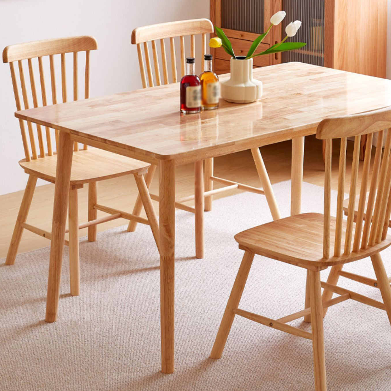 Modern 1/4/5/7 Pieces Rectangle Dining Set Solid Wood Dining Table with Chairs Clearhalo 'Dining Room Sets' 'Dining Tables & Seating' 'dining_room_set' 'furn' 'furn_dining_room_set' 'Furniture' 'furniture_dining_room_set' 'Kitchen & Dining Furniture' 'kitchen&dining_furn' 'kitchen' 4492562