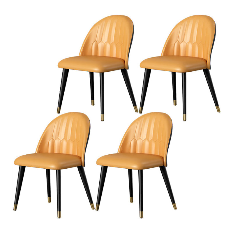 1/4/7 Pcs Metal Modern Dining Room Set with Round Table and Metal Base Dining Set 4 Orange Chairs Clearhalo 'Dining Room Sets' 'Dining Tables & Seating' 'dining_room_set' 'furn' 'furn_dining_room_set' 'Furniture' 'furniture_dining_room_set' 'Kitchen & Dining Furniture' 'kitchen&dining_furn' 'kitchen' 4492663