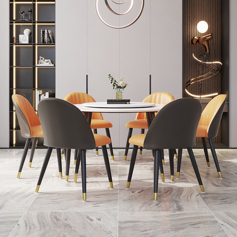 1/4/7 Pcs Metal Modern Dining Room Set with Round Table and Metal Base Dining Set Clearhalo 'Dining Room Sets' 'Dining Tables & Seating' 'dining_room_set' 'furn' 'furn_dining_room_set' 'Furniture' 'furniture_dining_room_set' 'Kitchen & Dining Furniture' 'kitchen&dining_furn' 'kitchen' 4492664