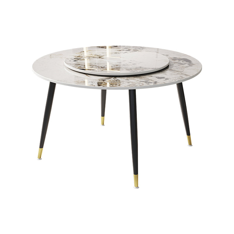 1/4/7 Pcs Metal Modern Dining Room Set with Round Table and Metal Base Dining Set White-Gold 53"L x 53"W Clearhalo 'Dining Room Sets' 'Dining Tables & Seating' 'dining_room_set' 'furn' 'furn_dining_room_set' 'Furniture' 'furniture_dining_room_set' 'Kitchen & Dining Furniture' 'kitchen&dining_furn' 'kitchen' 4492667