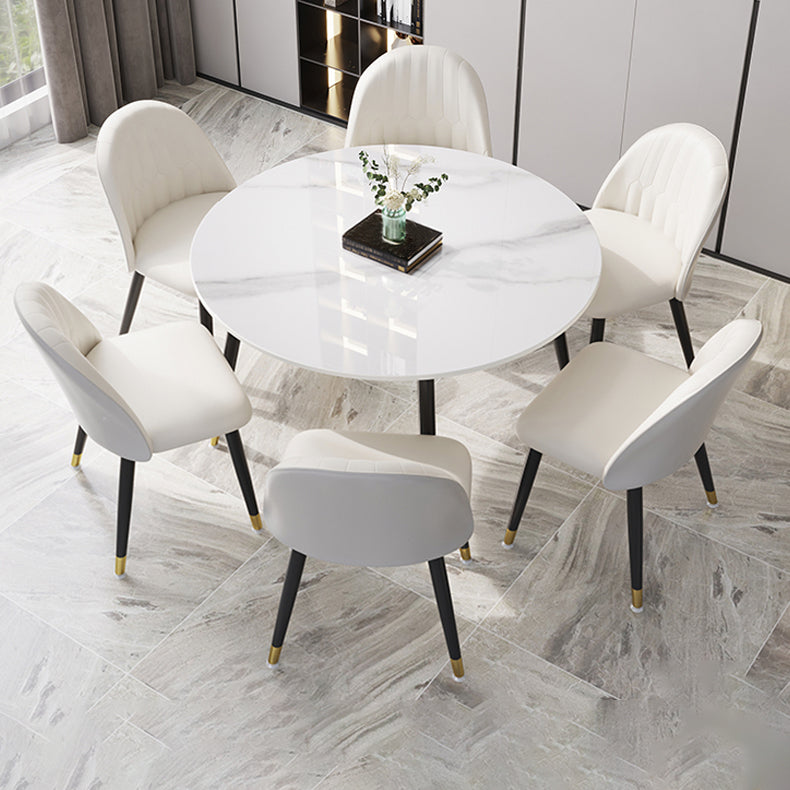 1/4/7 Pcs Metal Modern Dining Room Set with Round Table and Metal Base Dining Set Clearhalo 'Dining Room Sets' 'Dining Tables & Seating' 'dining_room_set' 'furn' 'furn_dining_room_set' 'Furniture' 'furniture_dining_room_set' 'Kitchen & Dining Furniture' 'kitchen&dining_furn' 'kitchen' 4492674