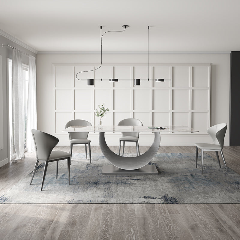 Luxury 1/3/4/5/7 Pieces Dining Set Sintered Stone Dining Table with Leather Chairs 5 Pieces: Table, 4 Chairs Clearhalo 'Dining Room Sets' 'Dining Tables & Seating' 'dining_room_set' 'furn' 'furn_dining_room_set' 'Furniture' 'furniture_dining_room_set' 'Kitchen & Dining Furniture' 'kitchen&dining_furn' 'kitchen' 4492681