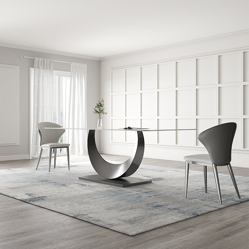 Luxury 1/3/4/5/7 Pieces Dining Set Sintered Stone Dining Table with Leather Chairs 3 Pieces: Table, 2 Chairs Clearhalo 'Dining Room Sets' 'Dining Tables & Seating' 'dining_room_set' 'furn' 'furn_dining_room_set' 'Furniture' 'furniture_dining_room_set' 'Kitchen & Dining Furniture' 'kitchen&dining_furn' 'kitchen' 4492683