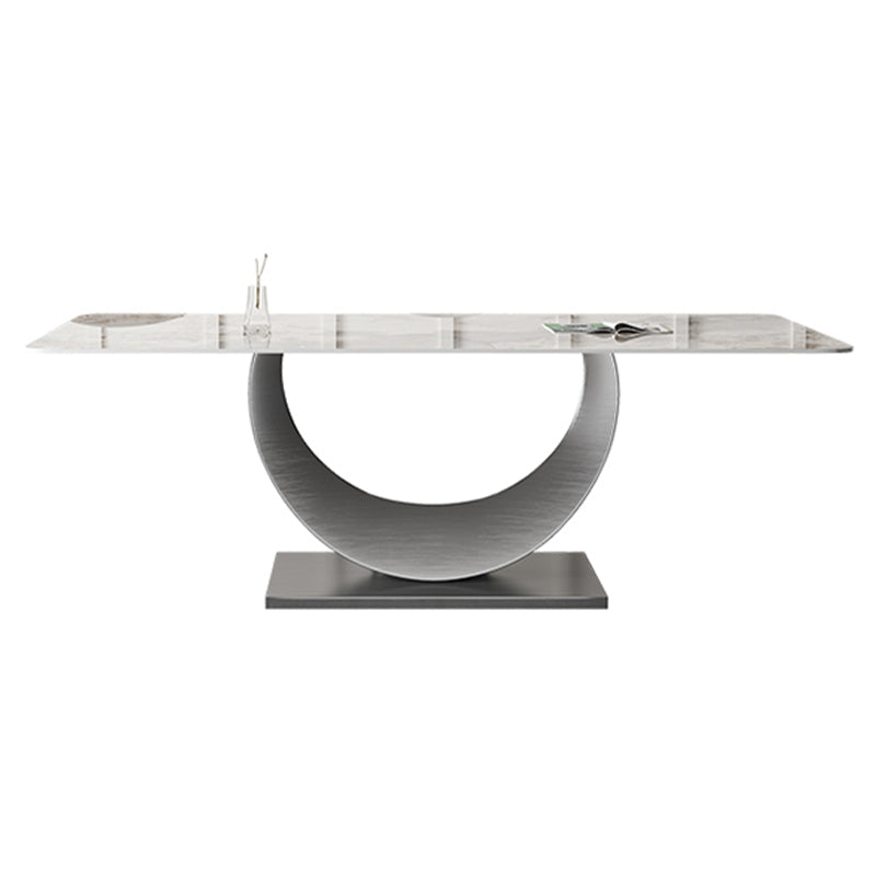 Luxury 1/3/4/5/7 Pieces Dining Set Sintered Stone Dining Table with Leather Chairs White 79"L x 39"W Clearhalo 'Dining Room Sets' 'Dining Tables & Seating' 'dining_room_set' 'furn' 'furn_dining_room_set' 'Furniture' 'furniture_dining_room_set' 'Kitchen & Dining Furniture' 'kitchen&dining_furn' 'kitchen' 4492686