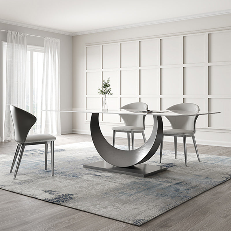 Luxury 1/3/4/5/7 Pieces Dining Set Sintered Stone Dining Table with Leather Chairs 4 Pieces: Table, 3 Chairs Clearhalo 'Dining Room Sets' 'Dining Tables & Seating' 'dining_room_set' 'furn' 'furn_dining_room_set' 'Furniture' 'furniture_dining_room_set' 'Kitchen & Dining Furniture' 'kitchen&dining_furn' 'kitchen' 4492691