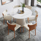 Modern 1/3/4/7 Pieces Round Dining Set Sintered Stone Dining Table with Leather Chairs 7 Pieces: Table, 6 Chairs Clearhalo 'Dining Room Sets' 'Dining Tables & Seating' 'dining_room_set' 'furn' 'furn_dining_room_set' 'Furniture' 'furniture_dining_room_set' 'Kitchen & Dining Furniture' 'kitchen&dining_furn' 'kitchen' 4492701