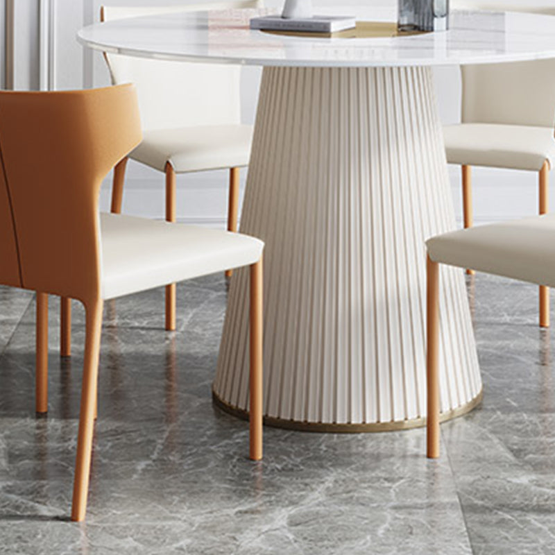 Modern 1/3/4/7 Pieces Round Dining Set Sintered Stone Dining Table with Leather Chairs Clearhalo 'Dining Room Sets' 'Dining Tables & Seating' 'dining_room_set' 'furn' 'furn_dining_room_set' 'Furniture' 'furniture_dining_room_set' 'Kitchen & Dining Furniture' 'kitchen&dining_furn' 'kitchen' 4492708