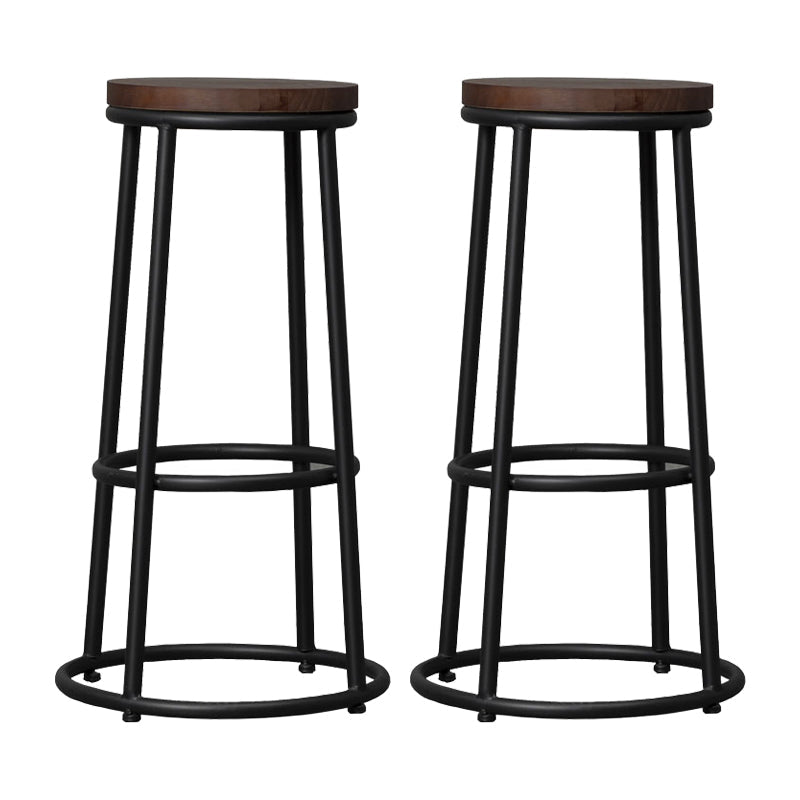 Modern Style Iron Bar Stool with Metal Footrest Simple Bar Stool for Bar Black 2 Piece Set Clearhalo 'Bar Furniture' 'Bar Stools' 'bar_stools' 'furn' 'furn_bar_stools' 'furniture_bar_stools' 'Kitchen & Dining Furniture' 'kitchen&dining_furn' 'kitchen' 'kitchen_furn' Furniture' 4492715