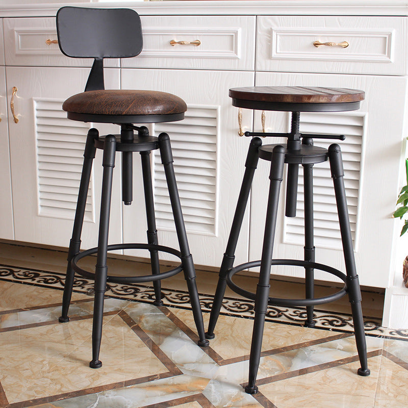 Adjustable Swivel Height Stool Industrial Round Seat Counter Bar Stool,1 Piece Clearhalo 'Bar Furniture' 'Bar Stools' 'bar_stools' 'furn' 'furn_bar_stools' 'furniture_bar_stools' 'Kitchen & Dining Furniture' 'kitchen&dining_furn' 'kitchen' 'kitchen_furn' Furniture' 4492725
