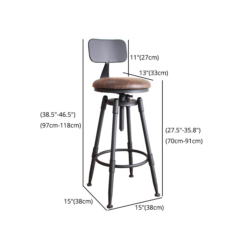 Adjustable Swivel Height Stool Industrial Round Seat Counter Bar Stool,1 Piece Clearhalo 'Bar Furniture' 'Bar Stools' 'bar_stools' 'furn' 'furn_bar_stools' 'furniture_bar_stools' 'Kitchen & Dining Furniture' 'kitchen&dining_furn' 'kitchen' 'kitchen_furn' Furniture' 4492740