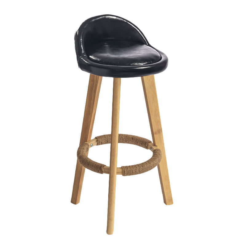 Contemporary Solid Wood Barstool Indoor Bar Stool with Footrest and Low Back Black 1 Piece Bar Stool (28" H) Clearhalo 'Bar Furniture' 'Bar Stools' 'bar_stools' 'furn' 'furn_bar_stools' 'furniture_bar_stools' 'Kitchen & Dining Furniture' 'kitchen&dining_furn' 'kitchen' 'kitchen_furn' Furniture' 4492759