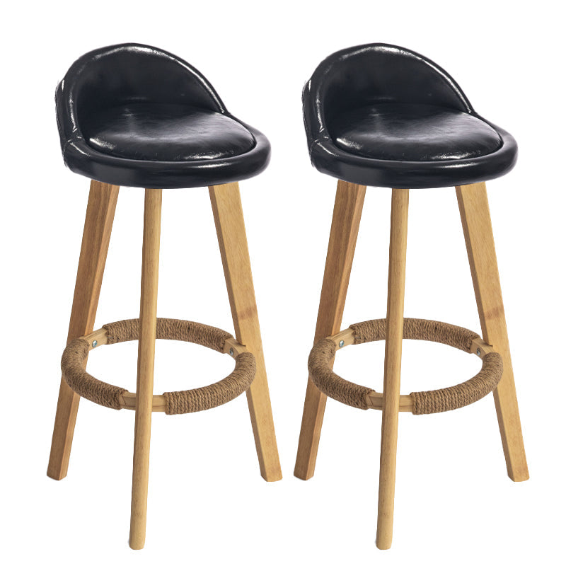 Contemporary Solid Wood Barstool Indoor Bar Stool with Footrest and Low Back Black 2 Piece Set Bar Stool (28" H) Clearhalo 'Bar Furniture' 'Bar Stools' 'bar_stools' 'furn' 'furn_bar_stools' 'furniture_bar_stools' 'Kitchen & Dining Furniture' 'kitchen&dining_furn' 'kitchen' 'kitchen_furn' Furniture' 4492760