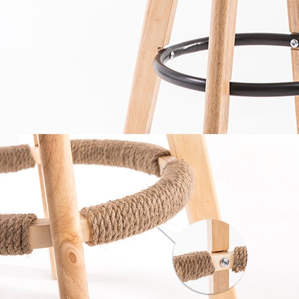 Contemporary Solid Wood Barstool Indoor Bar Stool with Footrest and Low Back Clearhalo 'Bar Furniture' 'Bar Stools' 'bar_stools' 'furn' 'furn_bar_stools' 'furniture_bar_stools' 'Kitchen & Dining Furniture' 'kitchen&dining_furn' 'kitchen' 'kitchen_furn' Furniture' 4492762