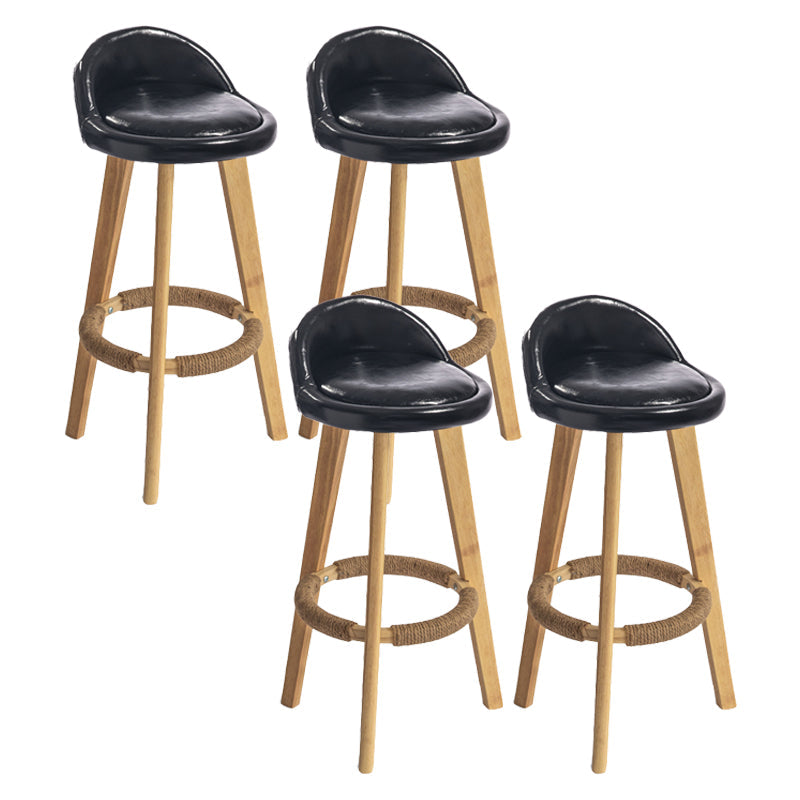 Contemporary Solid Wood Barstool Indoor Bar Stool with Footrest and Low Back Black 4 Piece Set Bar Stool (28" H) Clearhalo 'Bar Furniture' 'Bar Stools' 'bar_stools' 'furn' 'furn_bar_stools' 'furniture_bar_stools' 'Kitchen & Dining Furniture' 'kitchen&dining_furn' 'kitchen' 'kitchen_furn' Furniture' 4492763