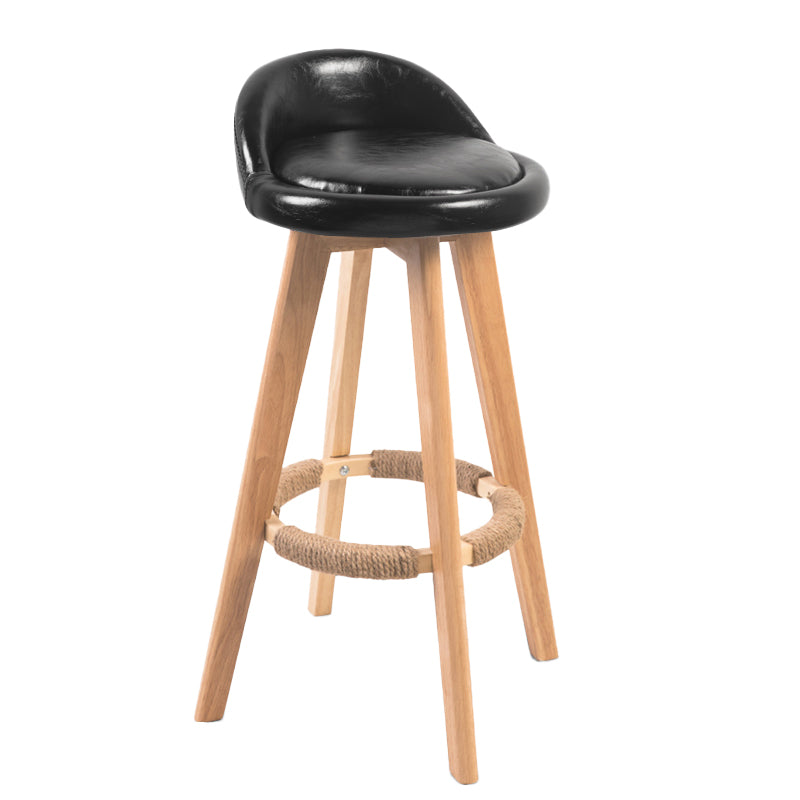 Contemporary Solid Wood Barstool Indoor Bar Stool with Footrest and Low Back Black 1 Piece Bar Stool(30"H) Clearhalo 'Bar Furniture' 'Bar Stools' 'bar_stools' 'furn' 'furn_bar_stools' 'furniture_bar_stools' 'Kitchen & Dining Furniture' 'kitchen&dining_furn' 'kitchen' 'kitchen_furn' Furniture' 4492765