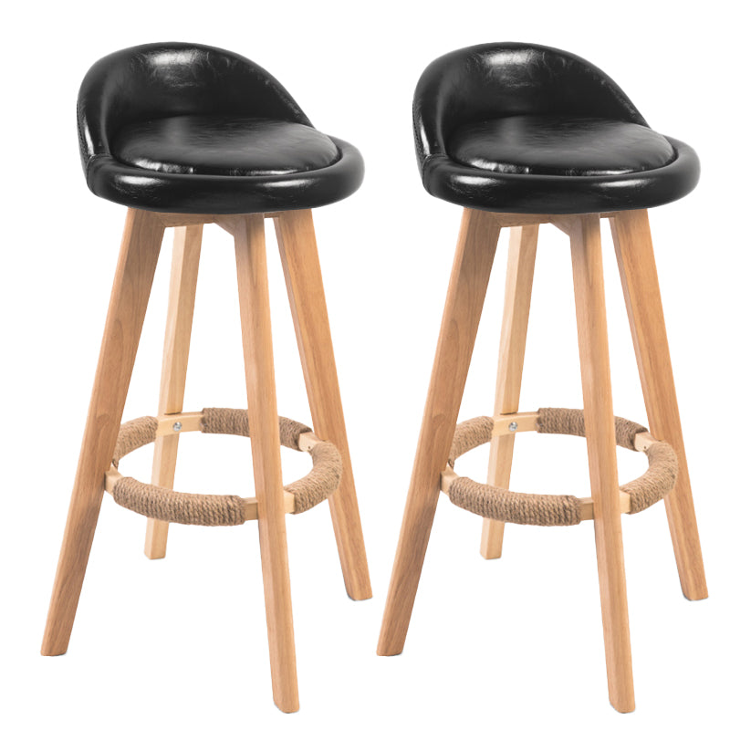 Contemporary Solid Wood Barstool Indoor Bar Stool with Footrest and Low Back Black 2 Piece Set Bar Stool(30"H) Clearhalo 'Bar Furniture' 'Bar Stools' 'bar_stools' 'furn' 'furn_bar_stools' 'furniture_bar_stools' 'Kitchen & Dining Furniture' 'kitchen&dining_furn' 'kitchen' 'kitchen_furn' Furniture' 4492767