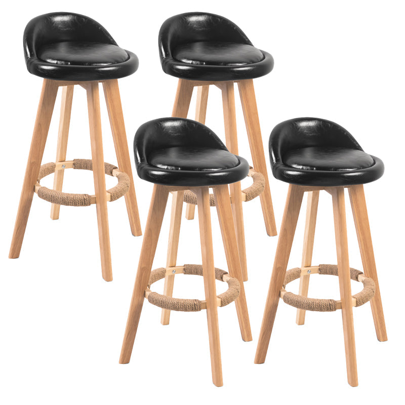 Contemporary Solid Wood Barstool Indoor Bar Stool with Footrest and Low Back Black 4 Piece Set Bar Stool(30"H) Clearhalo 'Bar Furniture' 'Bar Stools' 'bar_stools' 'furn' 'furn_bar_stools' 'furniture_bar_stools' 'Kitchen & Dining Furniture' 'kitchen&dining_furn' 'kitchen' 'kitchen_furn' Furniture' 4492768