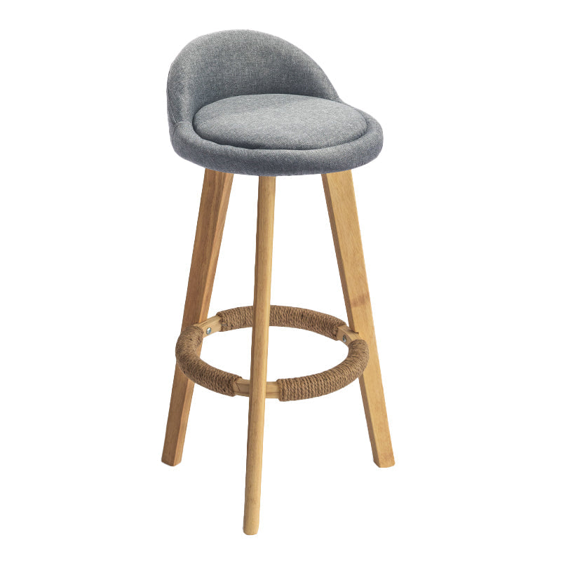 Contemporary Solid Wood Barstool Indoor Bar Stool with Footrest and Low Back Grey 1 Piece Bar Stool (28" H) Clearhalo 'Bar Furniture' 'Bar Stools' 'bar_stools' 'furn' 'furn_bar_stools' 'furniture_bar_stools' 'Kitchen & Dining Furniture' 'kitchen&dining_furn' 'kitchen' 'kitchen_furn' Furniture' 4492770