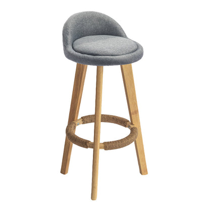 Contemporary Solid Wood Barstool Indoor Bar Stool with Footrest and Low Back Grey 1 Piece Bar Stool (28" H) Clearhalo 'Bar Furniture' 'Bar Stools' 'bar_stools' 'furn' 'furn_bar_stools' 'furniture_bar_stools' 'Kitchen & Dining Furniture' 'kitchen&dining_furn' 'kitchen' 'kitchen_furn' Furniture' 4492770