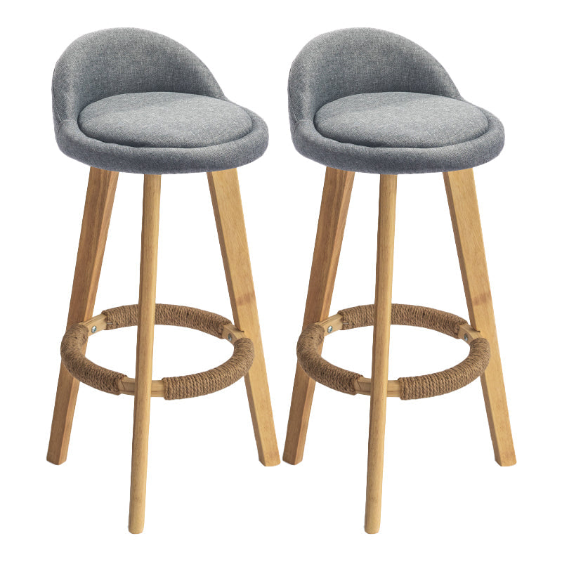 Contemporary Solid Wood Barstool Indoor Bar Stool with Footrest and Low Back Grey 2 Piece Set Bar Stool (28" H) Clearhalo 'Bar Furniture' 'Bar Stools' 'bar_stools' 'furn' 'furn_bar_stools' 'furniture_bar_stools' 'Kitchen & Dining Furniture' 'kitchen&dining_furn' 'kitchen' 'kitchen_furn' Furniture' 4492771