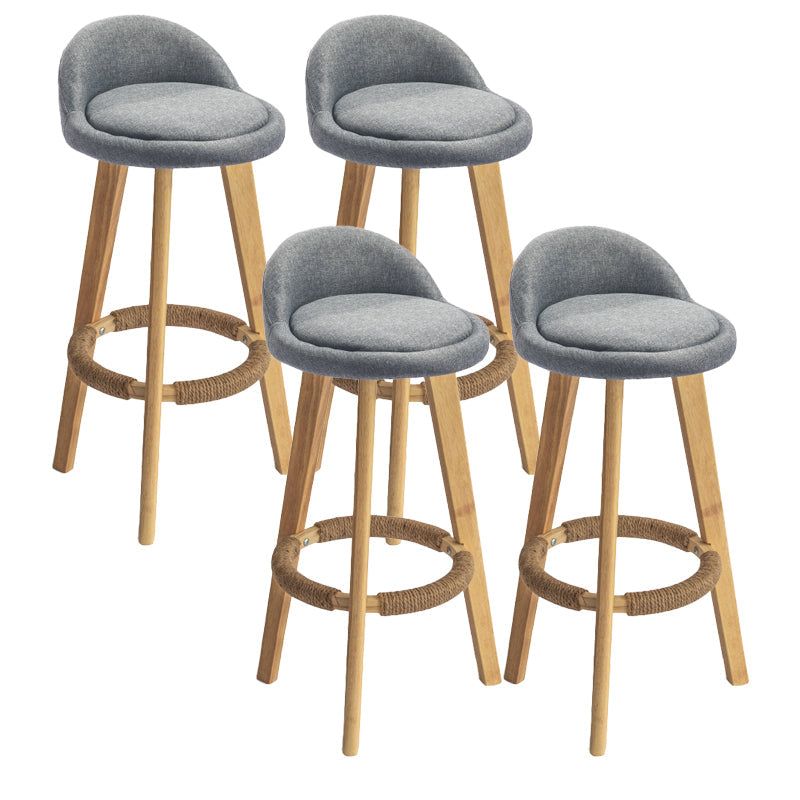 Contemporary Solid Wood Barstool Indoor Bar Stool with Footrest and Low Back Grey 4 Piece Set Bar Stool (28" H) Clearhalo 'Bar Furniture' 'Bar Stools' 'bar_stools' 'furn' 'furn_bar_stools' 'furniture_bar_stools' 'Kitchen & Dining Furniture' 'kitchen&dining_furn' 'kitchen' 'kitchen_furn' Furniture' 4492772